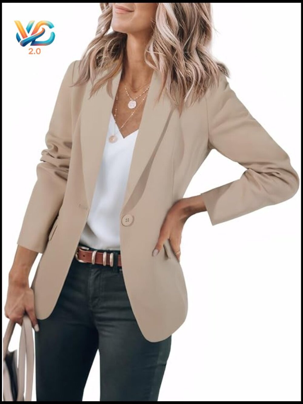 Slim Fit Blazer Open Front Long Sleeve Work Office Casual Jacket